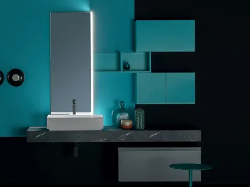 Mobile bagno in laccato opaco con piano in laminato effetto pietra -GO CHROMATIC BG46 di Compab