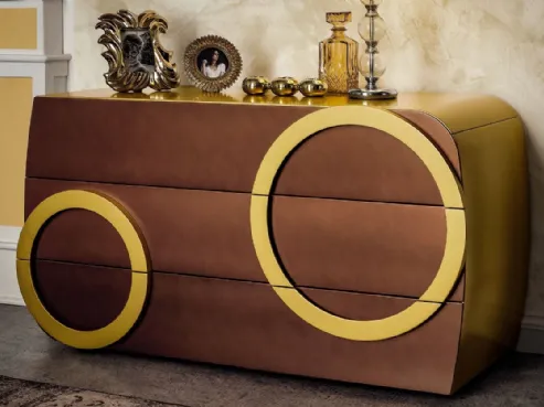 Comò Genesi in legno con applicazioni di design di Napol
