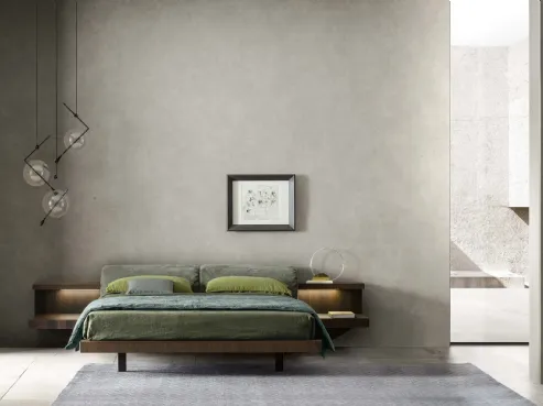 Letto in legno con testiera in pelle scamosciata Moderno di Zanette