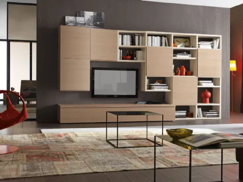 Libreria moderna in legno componibile a parete Comp 580 di Napol
