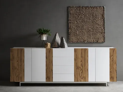 Madia bassa in legno e laccato bianco Comp Credenza 2.13 di Napol