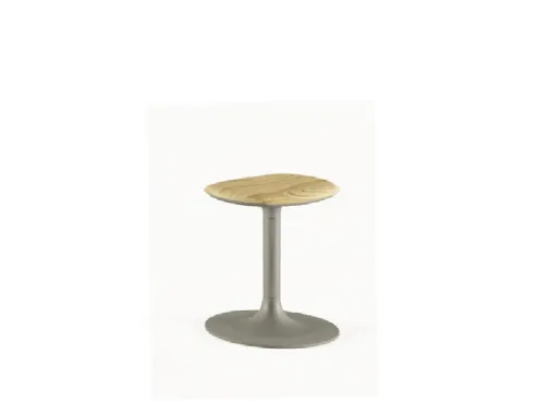 Sgabello in acciaio verniciato con sedile in legno Flink Wood Low di Infiniti