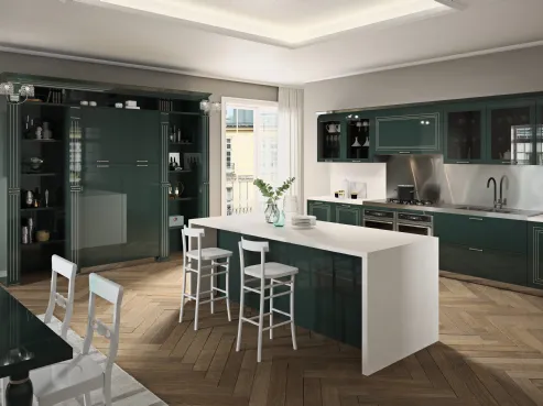Cucina in laccato lucido verde Vita Bella 07 di Aran