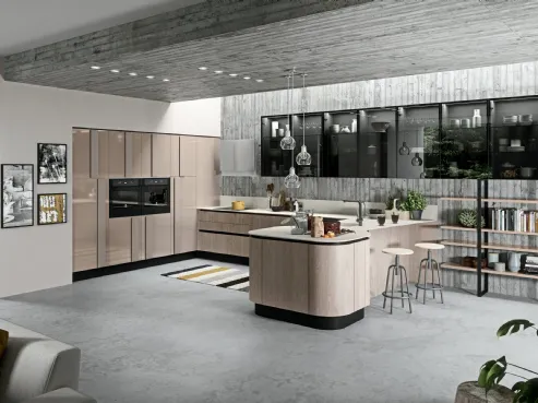 Cucina ad angolo con penisola rotonda Erika 01 di Aran