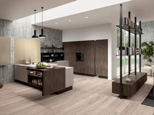 Cucina design con penisola in legno Erika 10 di Aran