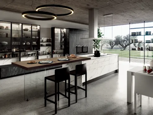 Cucina design Mia 01 in vetro e marmo di Aran