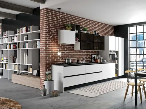 Cucina moderna lineare in bianco laccato Mia 5 di Aran