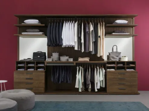 Cabina armadio in legno con 2 specchi Infinity lineare di Napol Arredamenti