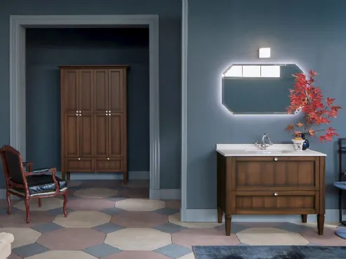 Mobile bagno classico in legno con piano in ceramica DIAMANTE DM14A di Compab