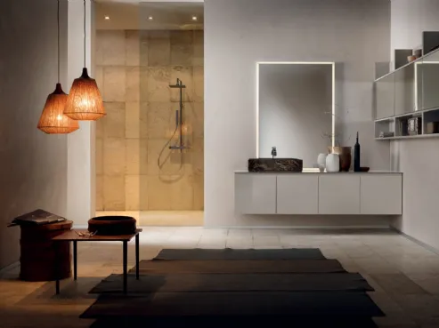 Mobile bagno in laccato lucido con lavabo in marmo INK PRESTIGE NK 28 di Compab