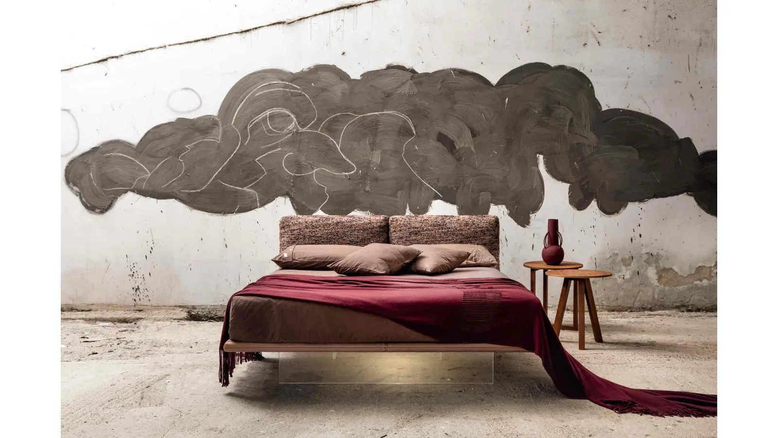 Letto con testiera imbottita Filo 2 di Veneran