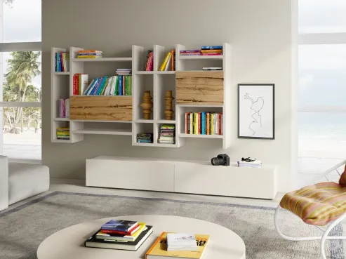 Libreria componibile a muro in laccato opaco bianco Libreria 594 di Napol Arredamenti