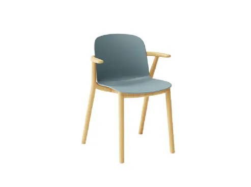 Sedia in legno con braccioli e monoscocca in polipropilene Relief Wooden Legs with Arms di Infiniti
