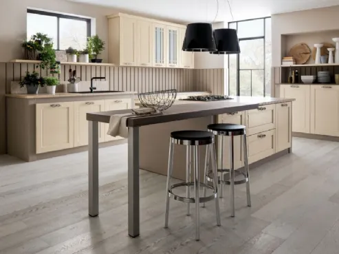 Cucina in legno con top in pietra e isola centrale Alice di Arrex