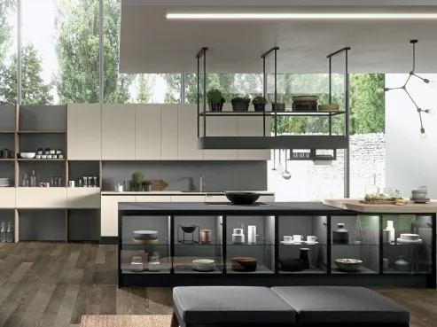 Cucina industrial a isola in vetro Erika 02 di Aran