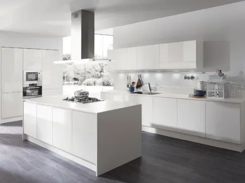 Cucina moderna in laccato bianco opaco Masca Laccata 2 di Aran