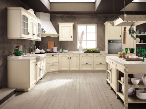 Cucina in legno di rovere con isola centrale Morgana di Arrex
