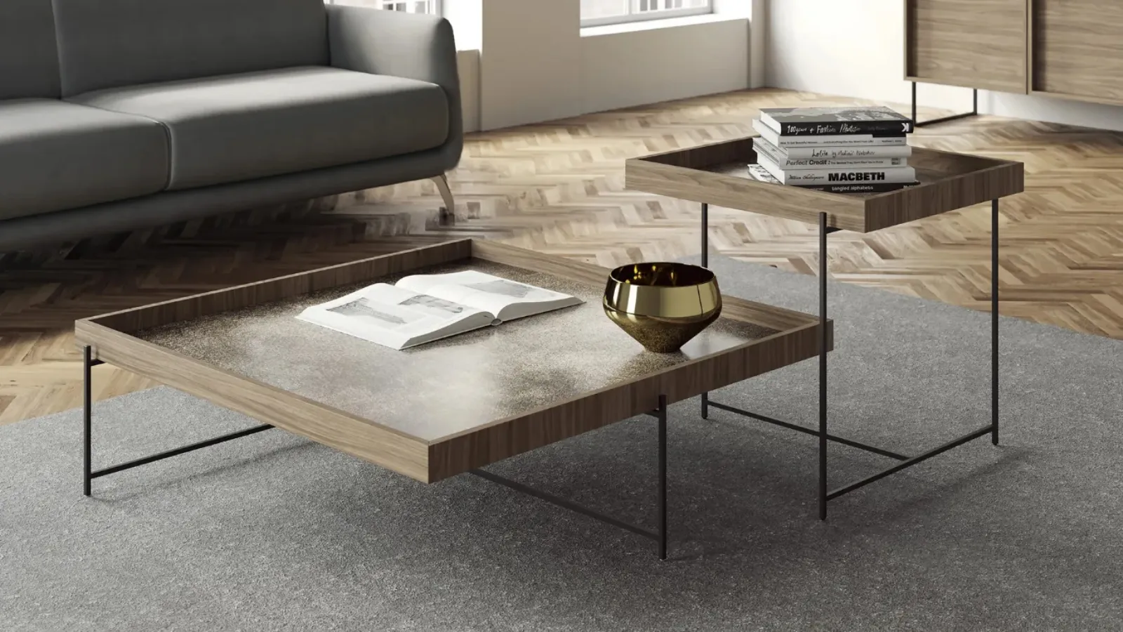 Tavolino con top in legno e struttura in metallo Terry di Doimo Salotti