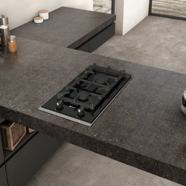Domino piano cottura a gas 30 cm con due fuochi in Vetroceramica Nero di NEFF