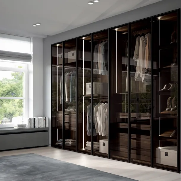 Armadio con ante battenti Glass Up in vetro di Dall'Agnese