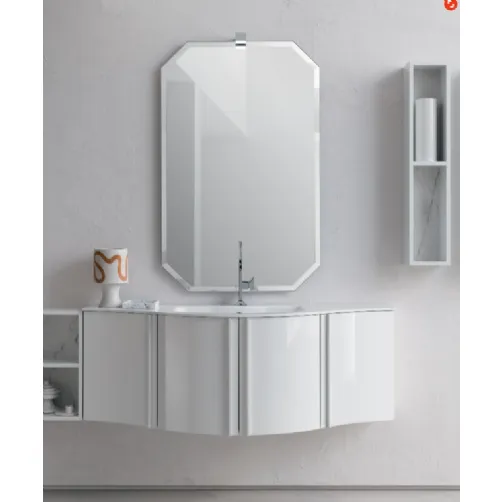 Mobile da Bagno sospeso in laccato bianco lucido B201 BD028 di Compab