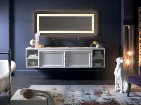 Mobile bagno in laccato chiaro con vasca in gres DELICHON DH17 di Compab