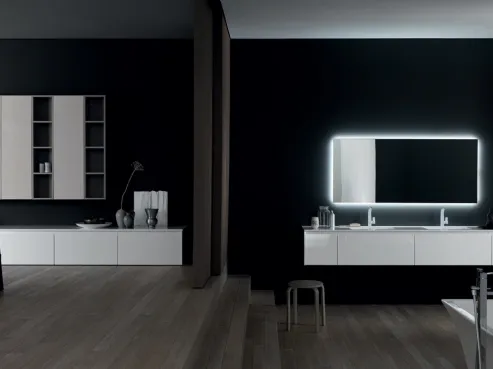 Mobile bagno in laccato lucido bianco con doppio lavabo INK NK 06 di Compab