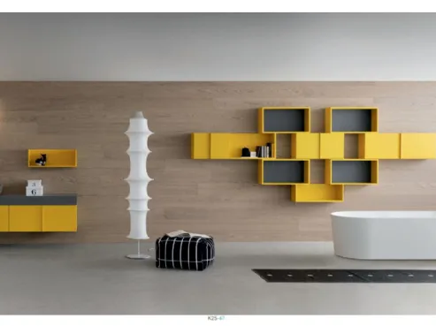 Mobile bagno in laccato sabbiato e lavabo in corian K25 K HOUSE K25 47A/B di Compab