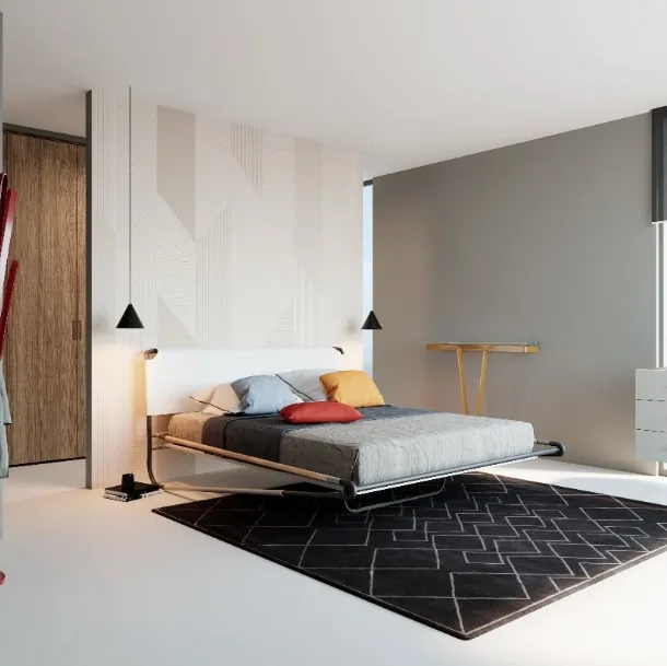 Letto matrimoniale di design con testiera in tessuto Portofino di Barel