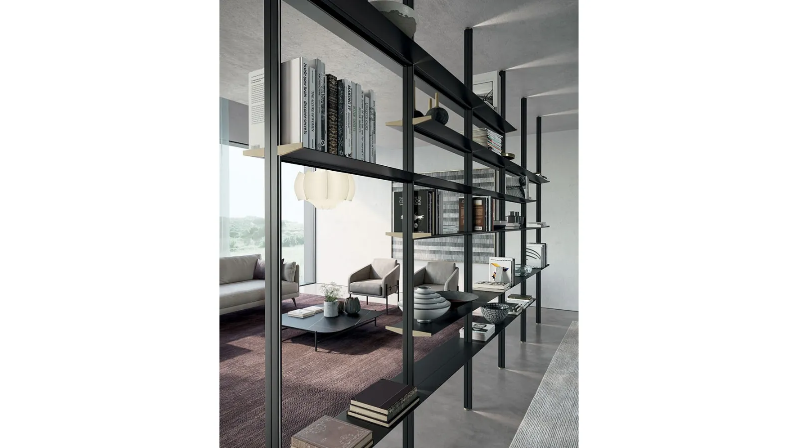 Libreria modulare bifacciale Bamboo di Dall'Agnese