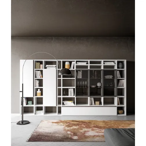 Libreria a muro Speed Up 03 in laccato Bianco di Dall'Agnese