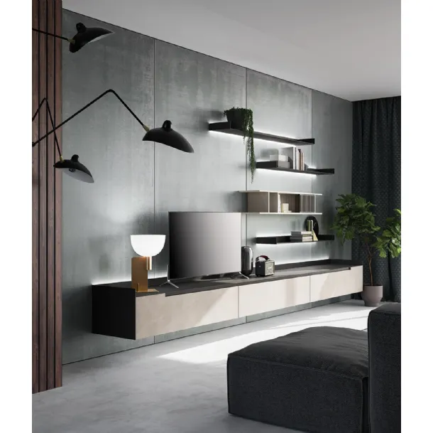 Parete attrezzata Slim Up Comp 03 Resina Tortora di Dall'Agnese
