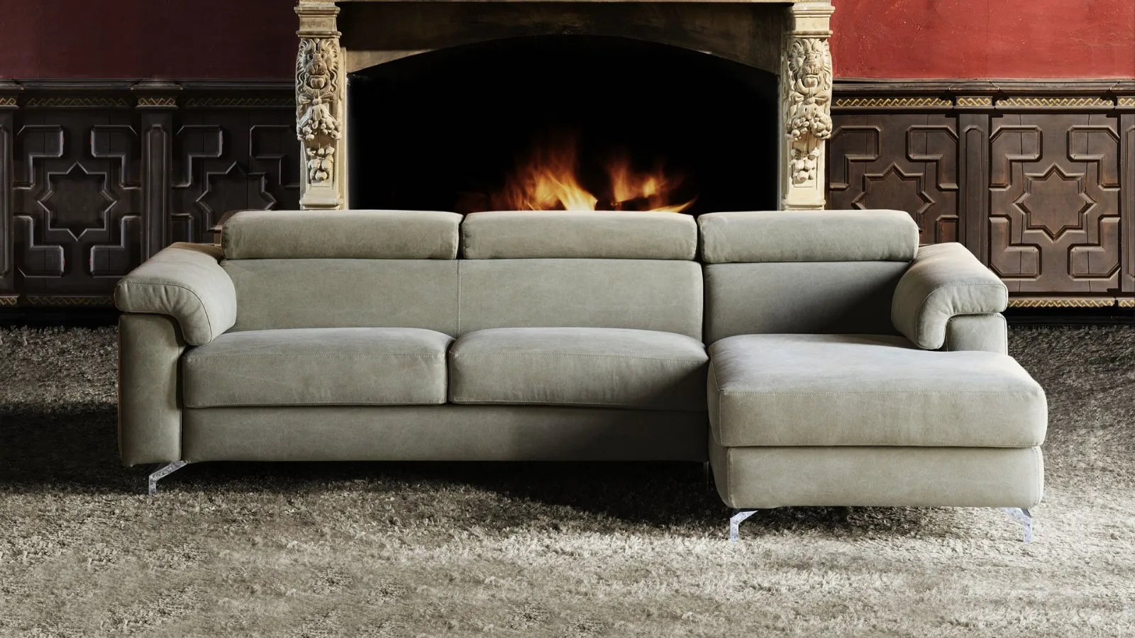 Divano in tessuto con penisola Arnold di Family Bedding