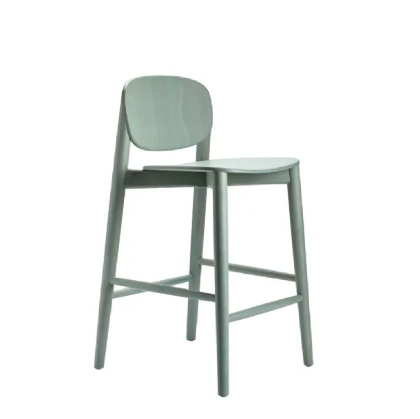 Sgabello Harmo Kitchen Stool in legno di Frassino verniciato Azzurro Grigio di Infiniti