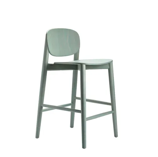 Sgabello Harmo Kitchen Stool in legno di Frassino verniciato Azzurro Grigio di Infiniti