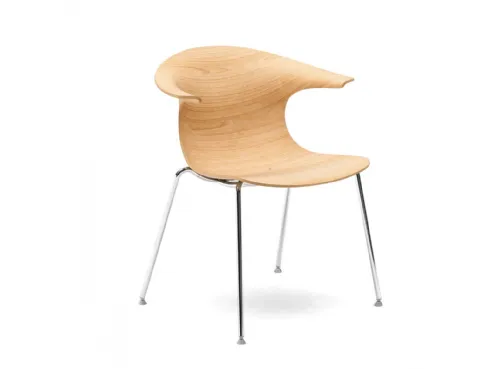 Sedia impilabile in legno e metallo Loop 3D Wood 4 Legs di Infiniti