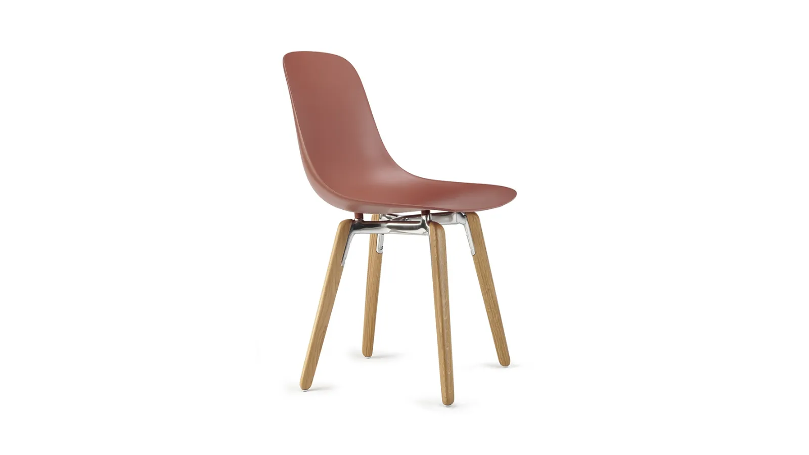Sedia Pure loop Mono Wooden Legs con scocca in polipropilene e gambe in massello di Faggio Naturale Infiniti