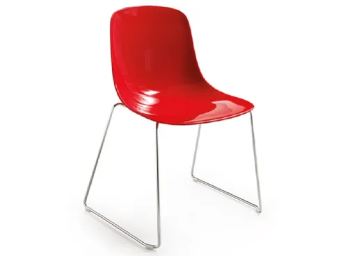 Sedia con gambe in acciaio a slitta e seduta in polipropilene rosso Pure Loop Sledge di Infiniti