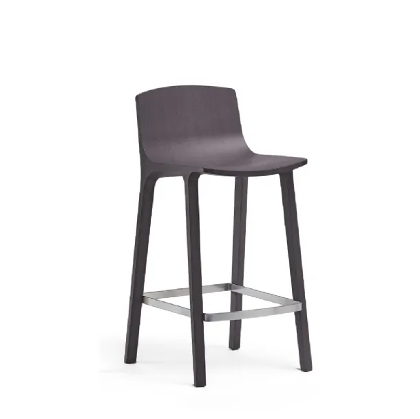 Sgabello Seame Stool in Rovere verniciato con poggiapiedi in acciaio di Infiniti