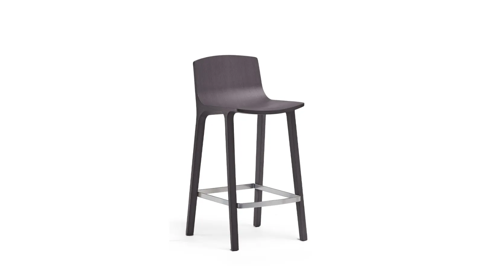 Sgabello Seame Stool in Rovere verniciato con poggiapiedi in acciaio di Infiniti