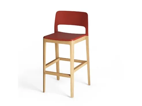 Sgabello in legno con seduta e schiena in polipropilene Settesusette Kitchen Polyurethane di Infiniti