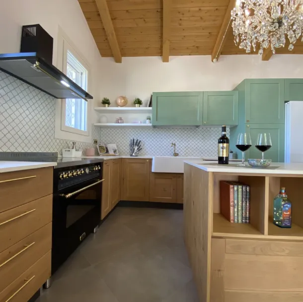 Cucina Rovere e Laccata Verde