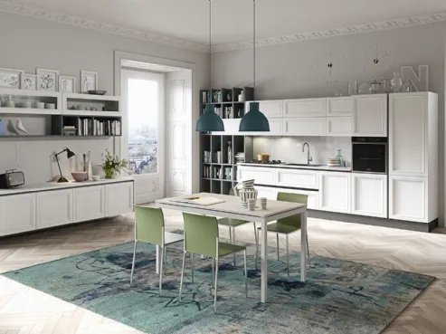 Cucina classica lineare con ante a cornice in gres Magistra 2 di Aran