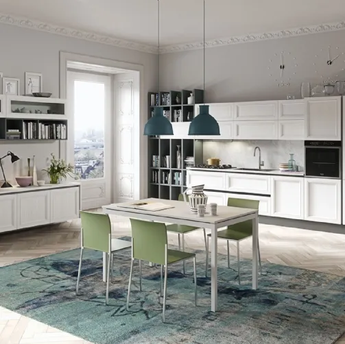 Cucina Classica lineare Magistra in Frassino laccato Bianco di Aran