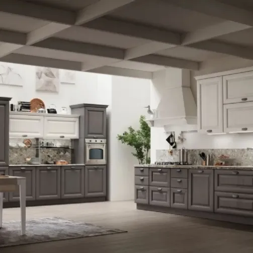 Cucina Classica Lola 02 in Grigio Antracite e Bianco Gesso di Arrex