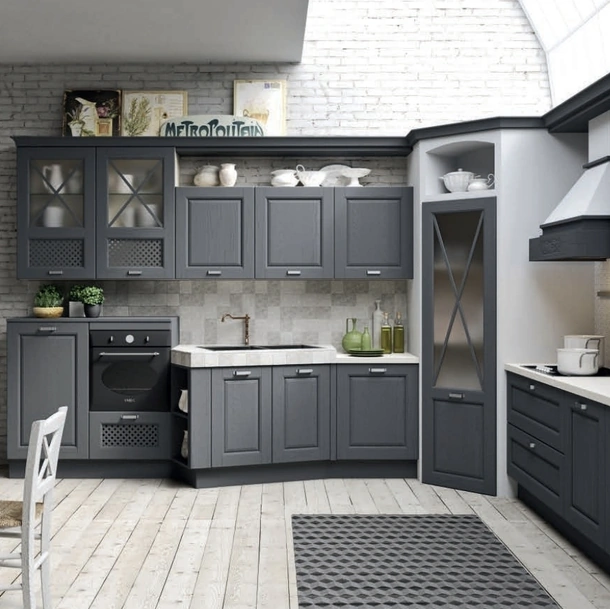 Cucina Classica angolare Bellagio in Frassino Antracite di Aran