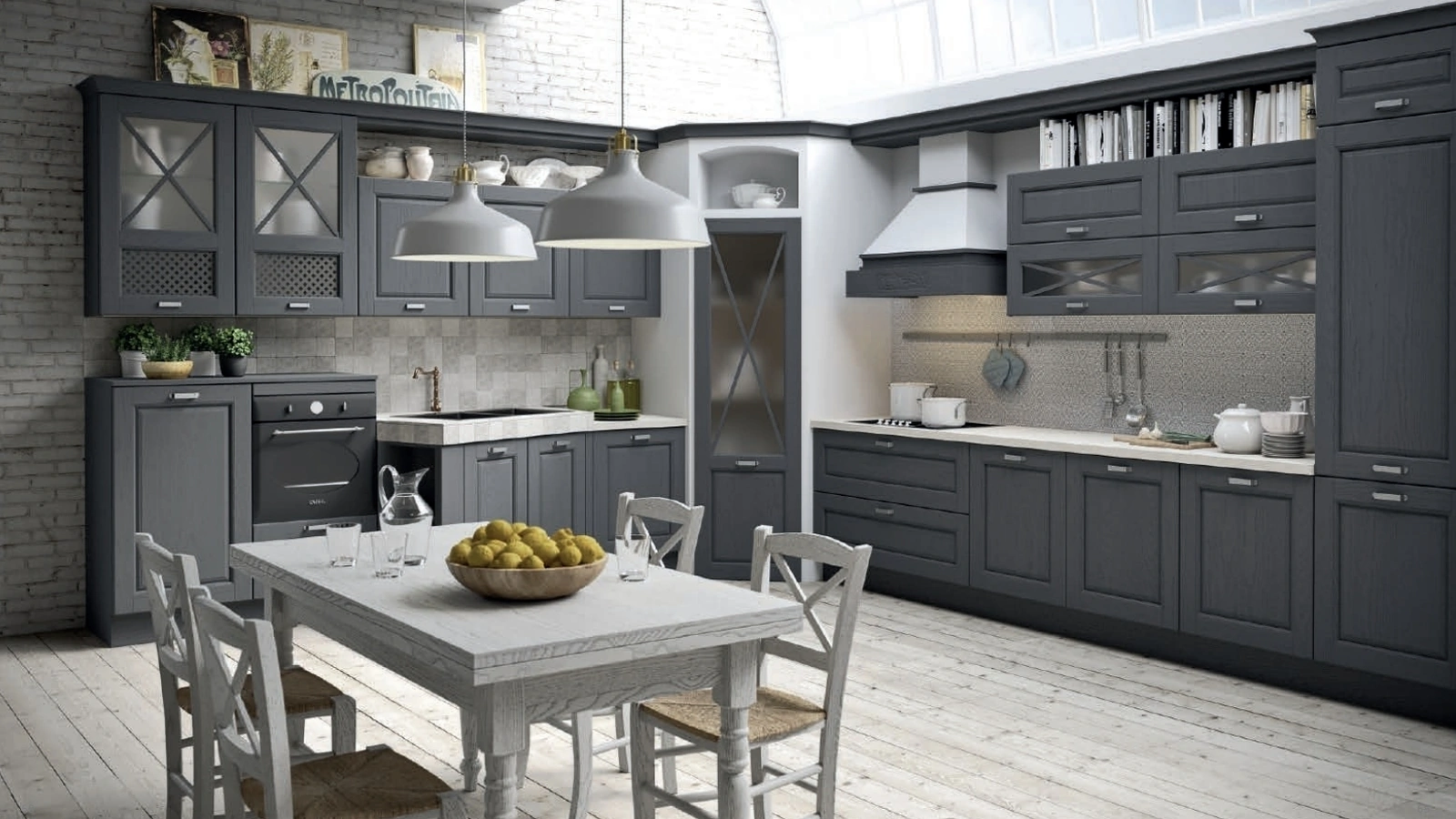 Cucina Classica angolare Bellagio in Frassino Antracite di Aran