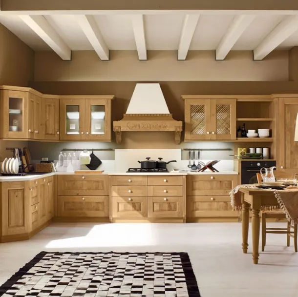 Cucina Classica angolare Carola 06 in Rovere Naturale di Arrex