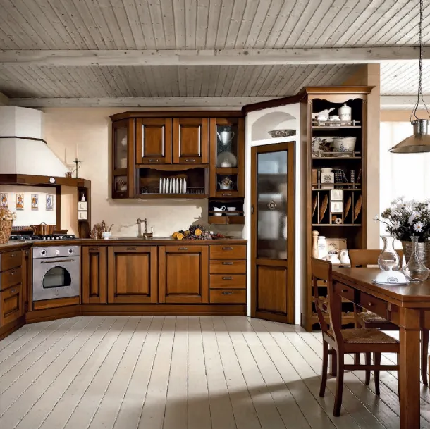 Cucina Classica Etrusca angolare in legno di Aran