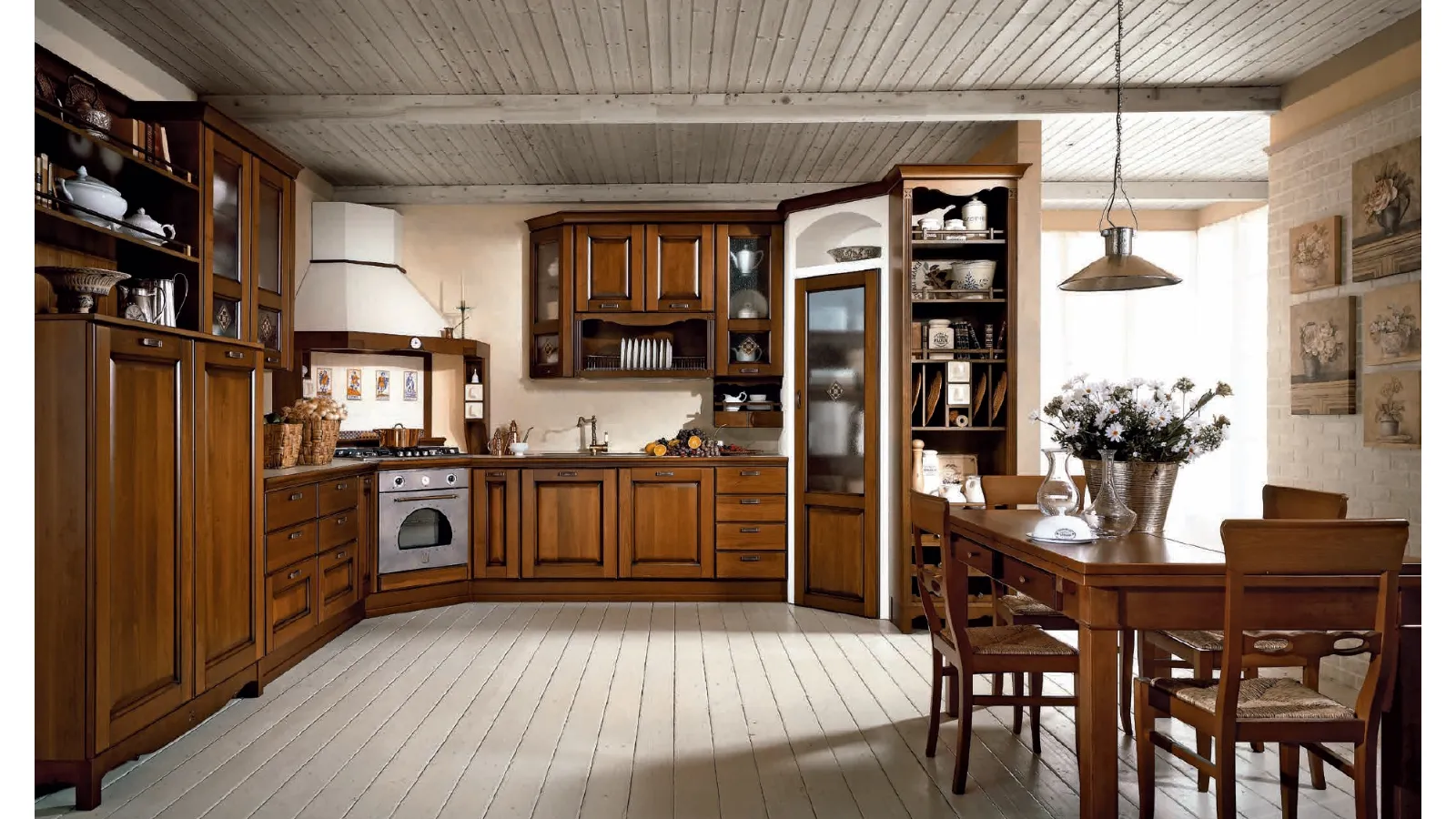 Cucina Classica Etrusca angolare in legno di Aran